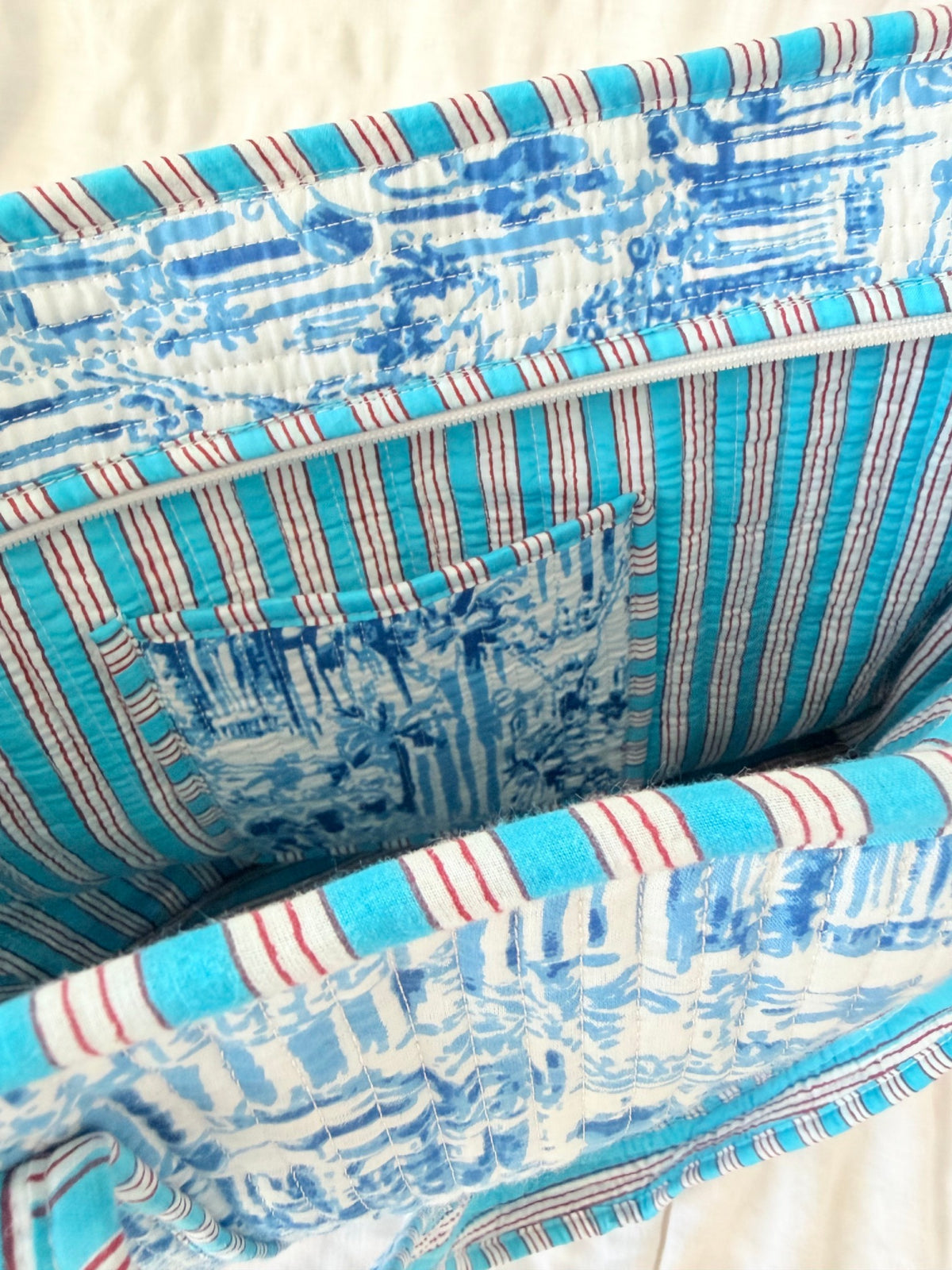 Blue Palm Large Tote Bag