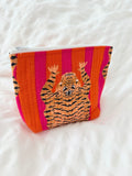 Pink & Orange Striped Tiger Pouch