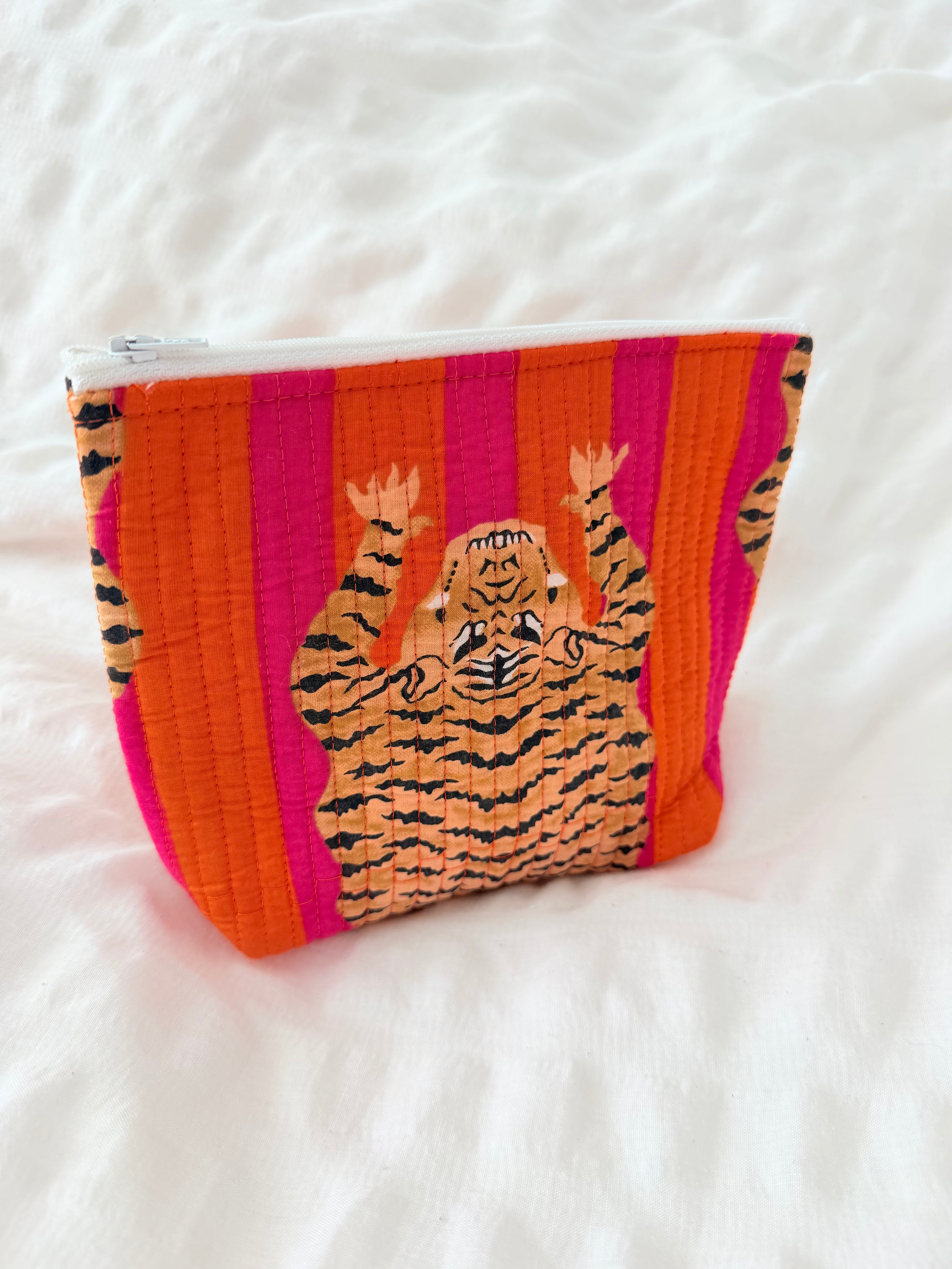 Pink & Orange Striped Tiger Pouch
