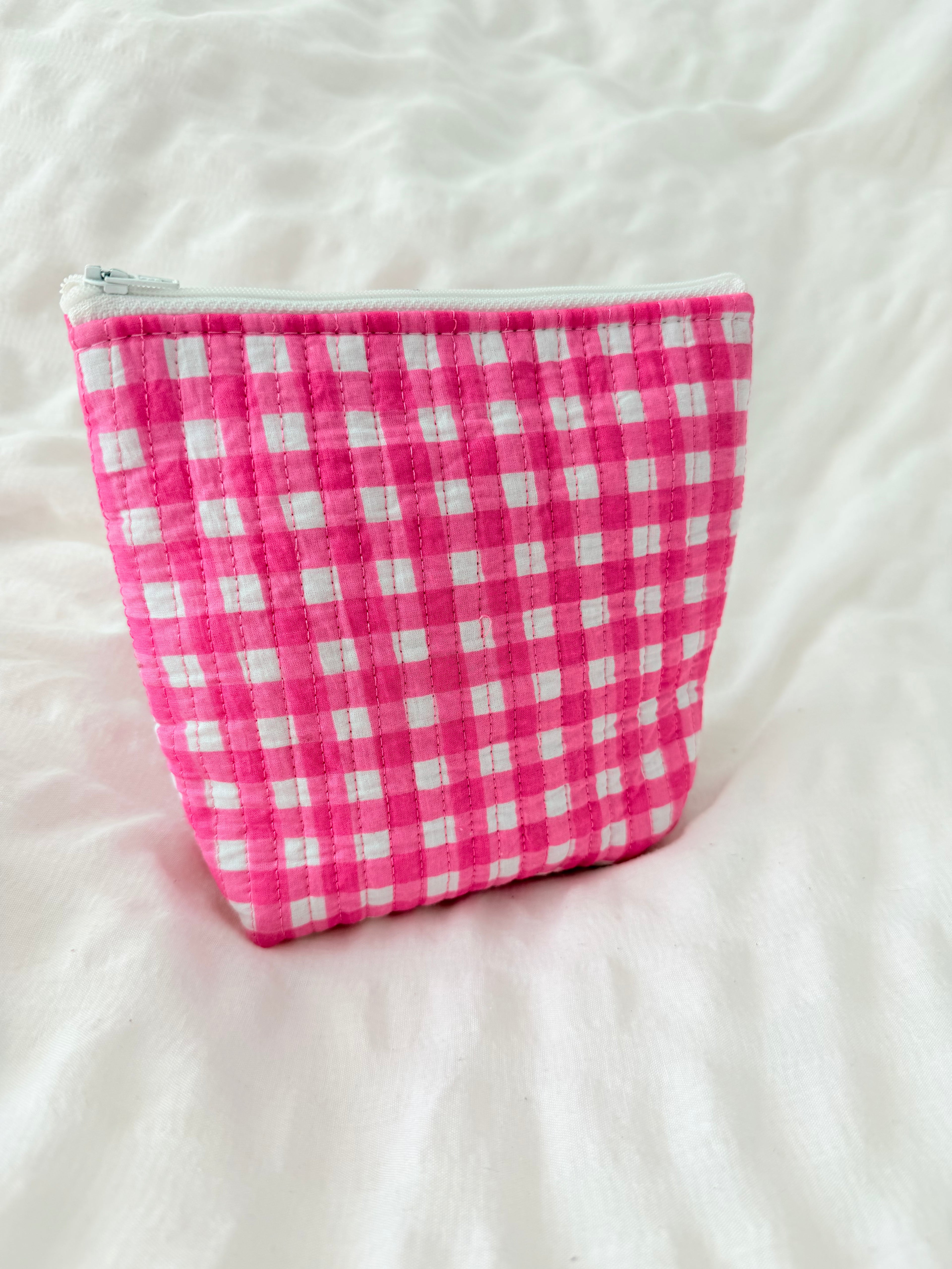 Pink Checkered Pouch