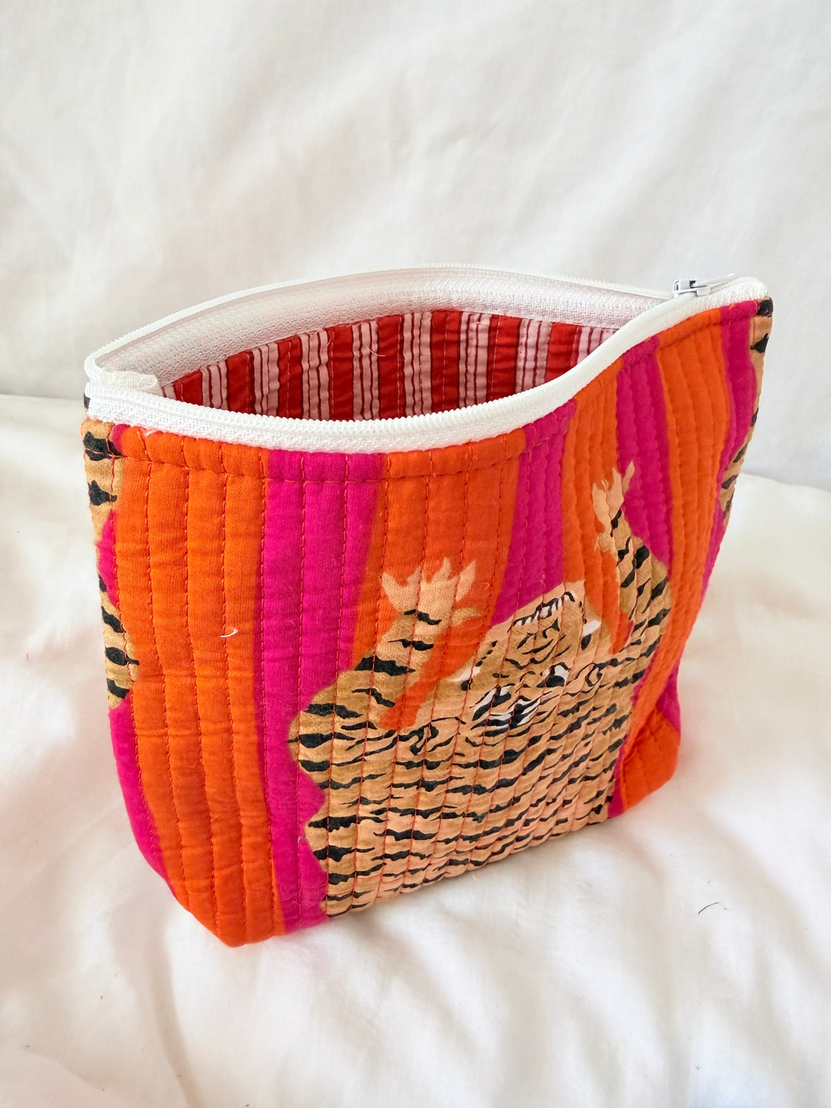 Pink & Orange Striped Tiger Pouch