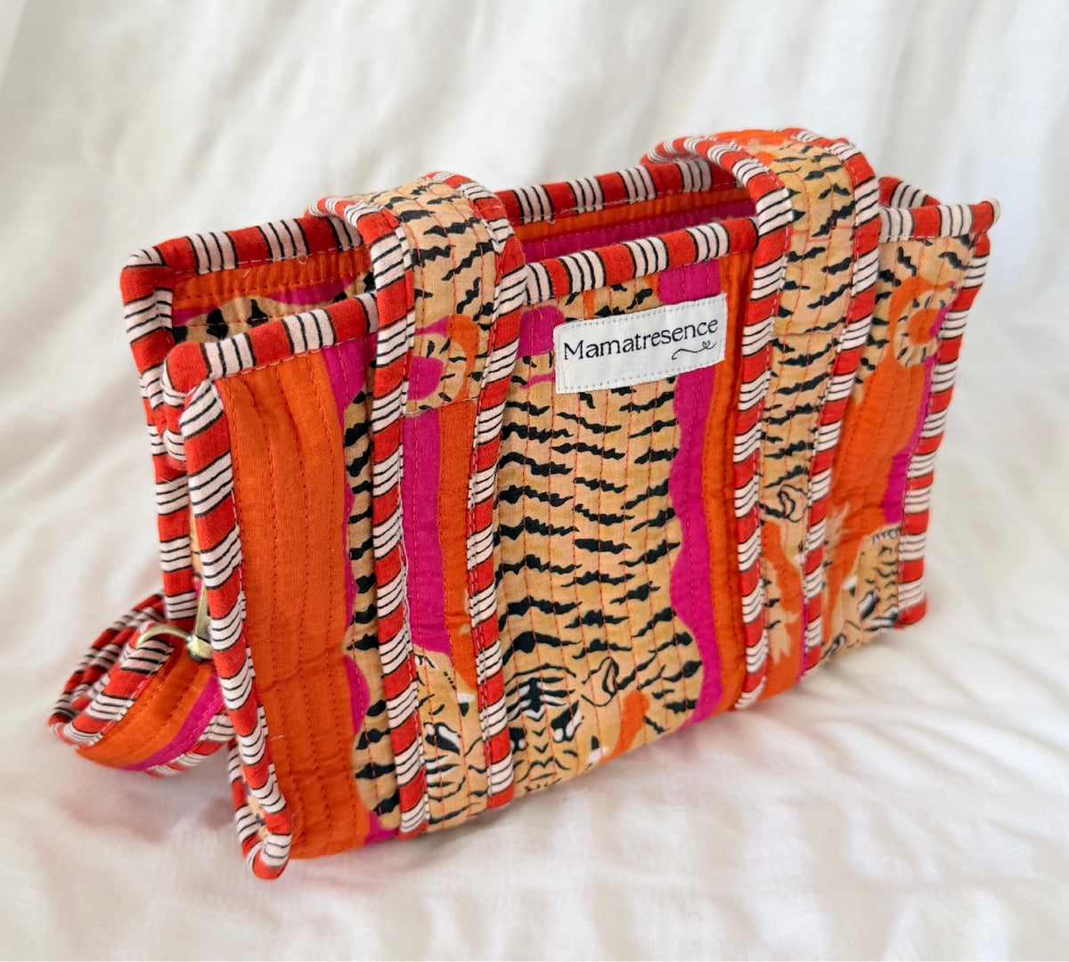 Pink & Orange Striped Tiger Mini Bag