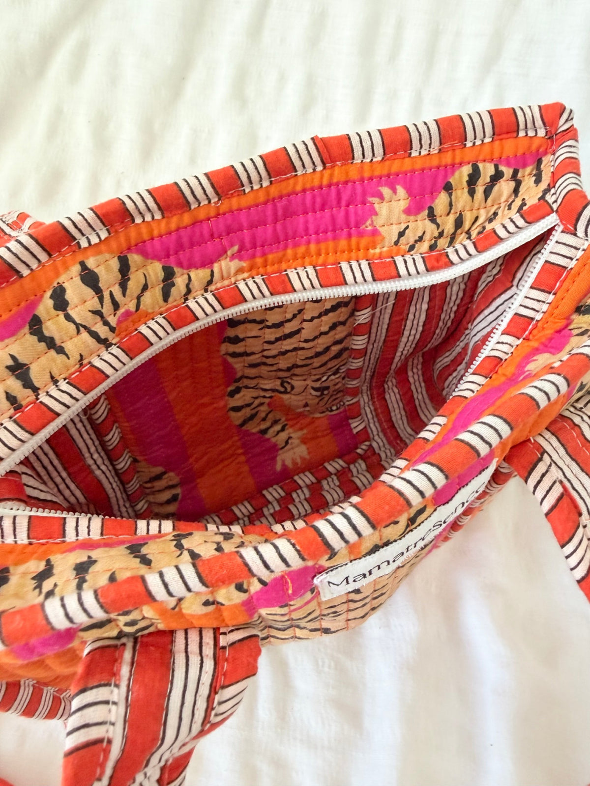 Pink & Orange Striped Tiger Mini Bag